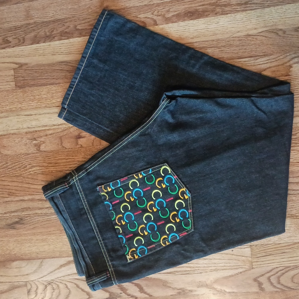Coogi-  Embroidered Logo Straight Leg Jeans